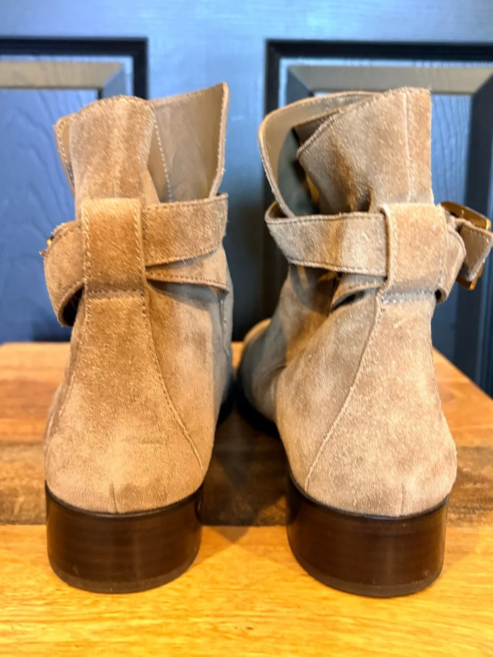 Tory Burch Brooke Ankle Suede Bootie Boots River Rock Brown 8